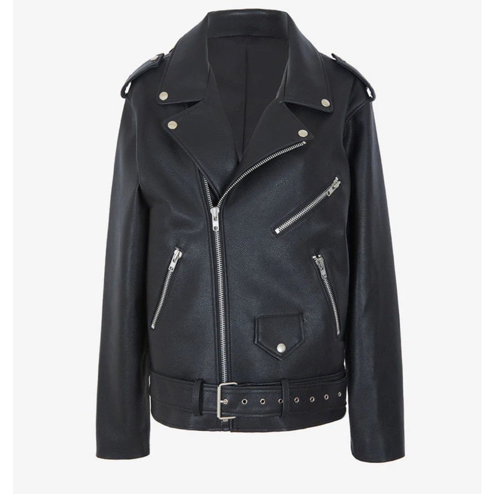 The Frankie Shop Aria Faux Leather Biker Jacket One Sizs